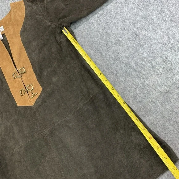 Worth 100% GENUINE LEATHER Shell Brown Tunic Shirt - Size P (6/8) - Picture 8 of 9